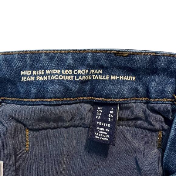 Lands’ End Women’s Petite 6 Mid Rise Wide Leg Crop Jeans Denim Raw Hem Stretch - Picture 4 of 9